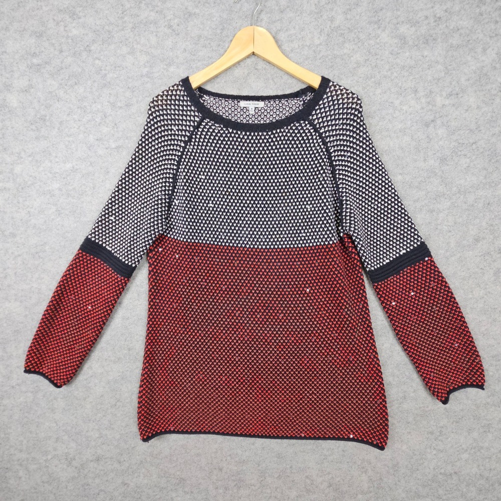 Lisa Todd Women's Colorblock Sweater Size M‎ Cotton/Cashmere Blend Sequins Knit